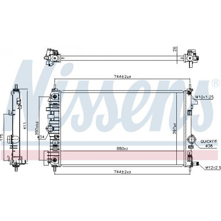 Radiador. resfriamento do motor O radiador do motor se encaixa. OPEL INSIGNIA A INSIGNIA A COUNTRY 2.0-2.0D VAUXHALL INSIGNIA Mk I (A) Sports Tourer (G09), Touring, 07.2008 - 05.2017 Nissens 630769