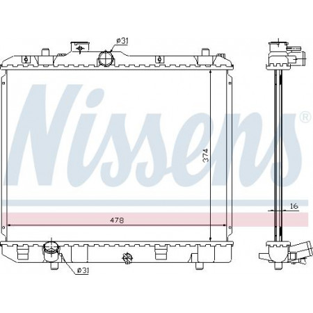 Radiador. resfriamento do motor Radiador do motor Ajustes manuais. OPEL AGILA SUZUKI SPLASH 1.0-1.2LPG SUZUKI SPLASH (EX), Hatchback, 01.2008 - Nissens 630707