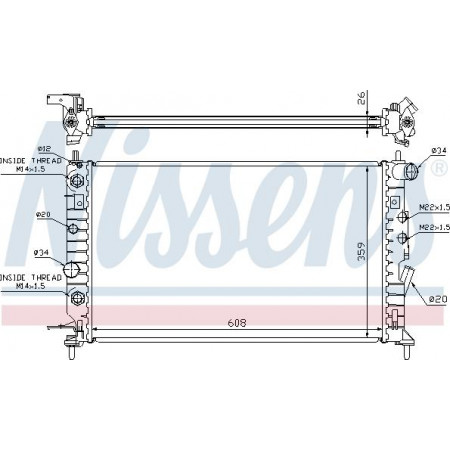 Radiator. engine cooling Engine radiator fits. OPEL VECTRA B 2.5-2.6 OPEL VECTRA B (J96), Sedan, 09.1995 - 07.2004 Nissens 63078