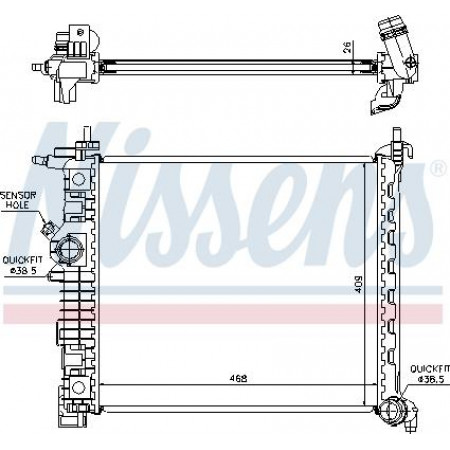 Termosifone. raffreddamento del motore Il radiatore del motore si adatta. OPEL MERIVA B 1.4-1.4GPL VAUXHALL MERIVA Mk II (S10), Furgone, 06.2010 - Nissens 630735