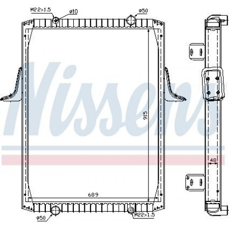 Termosifone. raffreddamento motore Radiatore motore con telaio con supporto adatto. RVI KERAX PREMIUM MIDR06.20.45E-41-MIDR06.23.56A-41-MI RENAULT TRUCKS KERAX, 06.1997 - Nissens 63821A