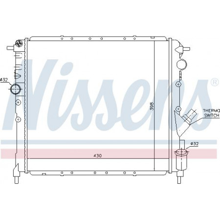 Radiator. engine cooling Engine radiator fits. RENAULT CLIO I 1.8-2.0 RENAULT CLIO I (B/C57_, 5/357_), Hatchback, 05.1990 - 09.1998 Nissens 63878
