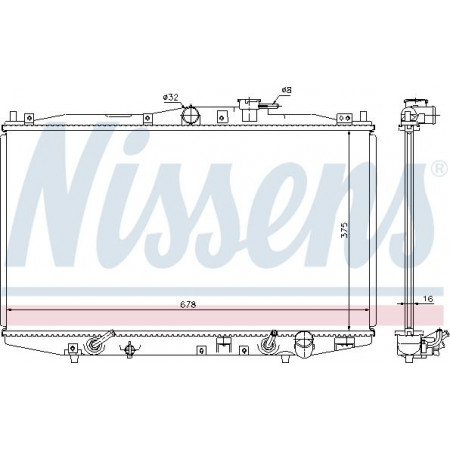 Radiator. racire motor Radiator motor se potriveste. HONDA ACCORD VI 2.0-3.0 HONDA ACCORD VI (CG), Compartiment, 12.1997 - 06.2003 Nissens 63345