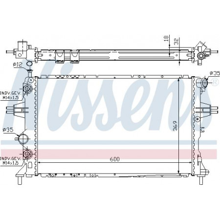 Radiator. motorkoeling Motorradiator past. OPEL ASTRA G ASTRA G-KOMBI ZAFIRA A 1.6-2.2 OPEL ASTRA G (T98), Cabriolet, 03.2001 - 10.2005 Nissens 63247A