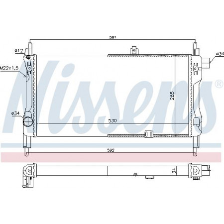 Radiator. motorkoeling Motorradiator past. OPEL KADETT E KADETT E COMBO KADETT E-KOMBI 1.3 VAUXHALL ASTRA Mk II (T85), Hatchback, 09.1984 - 08.1991 Nissens 632381