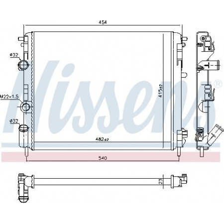 Radiator. engine cooling Engine radiator fits. DACIA LOGAN LOGAN EXPRESS LOGAN MCV SANDERO NISSAN KUBISTAR RENAULT CLIO II RENAULT CLIO II (SB0/1/2_), Hatchback Van, 09.1998 - Nissens 637931
