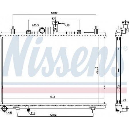 Radiador. resfriamento do motor O radiador do motor se encaixa. RENAULT KOLEOS I 2.0D RENAULT KOLEOS I (HY_), Crossover, 09.2008 - Nissens 637643