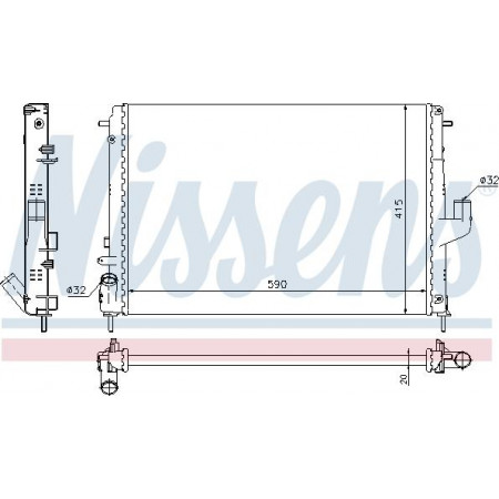 Radiator. motorkoeling Motorradiator past. DACIA DUSTER DUSTER SUV LOGAN LOGAN EXPRESS LOGAN MCV SANDERO RENAULT DUSTE DACIA SANDERO (SD), Hatchback, 06.2008 - Nissens 637613