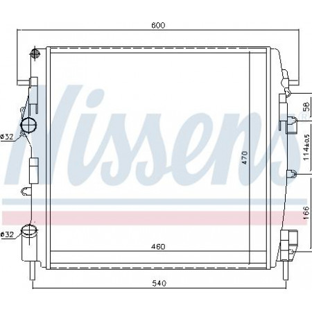 Radiator. motorkoeling Motorradiator past. NISSAN KUBISTAR RENAULT KANGOO KANGOO EXPRESS 1.0-1.9D RENAULT KANGOO Express (FC0/1_), 08.1997 - Nissens 63762
