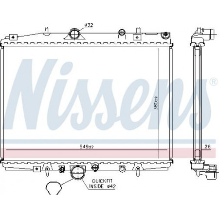 Radiateur, refroidissement du moteur CITROEN C5 I (DC_), Berline, 03.2001 - 03.2005 Nissens 63704A