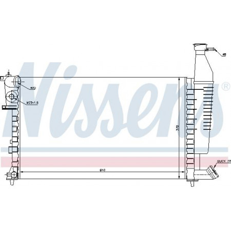 Radiator. motorkoeling Motorradiator past. CITROEN BERLINGO BERLINGO MINIVAN PEUGEOT PARTNER PARTNER-MINIVAN 1.1-1.8 PEUGEOT PARTNER (5_, G_), Bestelwagen/MPV, 06.1996 - Nissens 63716