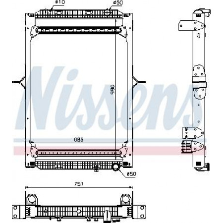 Radiator. engine cooling Engine radiator with frame fits. RVI KERAX PREMIUM 2 DXi11-DXi13 10.05- RENAULT TRUCKS PREMIUM 2, 10.2005 - Nissens 63785