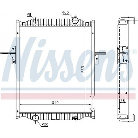 Termosifone. raffreddamento motore Radiatore motore con telaio adatto. RVI MIDLUM DCI4-B-MIDR06.02.26Y-41 01.00- RENAULT TRUCKS MIDLUM, 01.2000 - Nissens 63781A