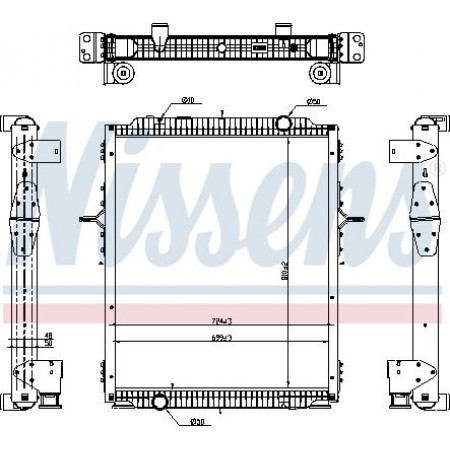 Radiador. resfriamento do motor Radiador do motor com encaixe na estrutura. RVI C D T VOLVO FE II D7E240-G9K320 05.12- RENAULT TRUCKS D, 01.2013 - Nissens 637878