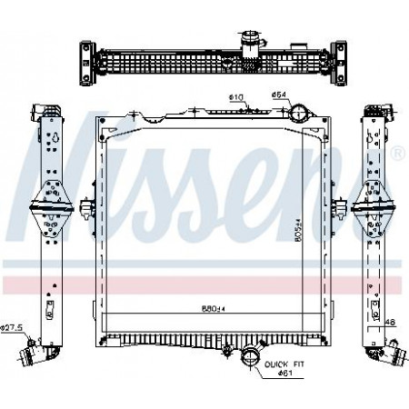 Radiator. engine cooling Engine radiator with frame EURO 6 RVI C K T DTI11-DTI13-122HM 01.13- RENAULT TRUCKS T, 01.2013 - Nissens 637877