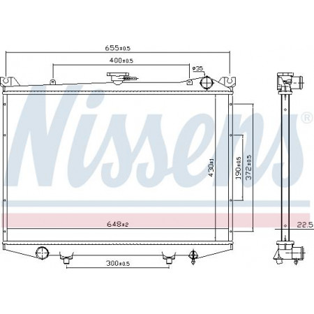 Radiator. motorkoeling Motorradiator past. NISSAN PICK UP TERRANO I 2.5D-2.7D NISSAN PICK UP (D21), Ridica, 09.1985 - 12.2008 Nissens 62988
