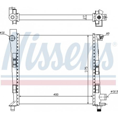 Radiator. motorkoeling Motorradiator past. MERCEDES A W168 1.4-1.6 MERCEDES-BENZ A-KLASSE (W168), Hatchback, 07.1997 - 08.2005 Nissens 62546
