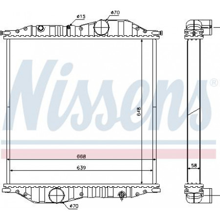 Radiator. motorkoeling Motorradiator zonder frame past. MERCEDES ECONIC ECONIC 2 M902.903-OM936.974 01.98- MERCEDES-BENZ ECONIC, 01.1998 - Nissens 625502
