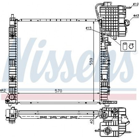 Radiador. Refrigeración del motor Radiador automático del motor con los primeros elementos adecuados. MERCEDES V 638-2 VITO W638 2.0-2.8 MERCEDES-BENZ VITO (638), Furgoneta, 03.1997 - 07.2003 Nissens 62561A