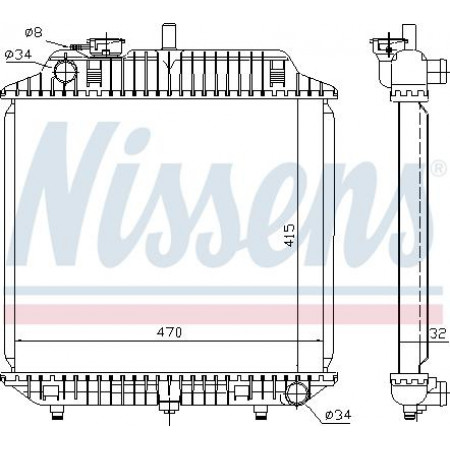 Radiator. motorkoeling Motorradiator past. MERCEDES MB W631 2.4D MERCEDES-BENZ MB (631), Bus, 02.1988 - 04.1996 Nissens 62516