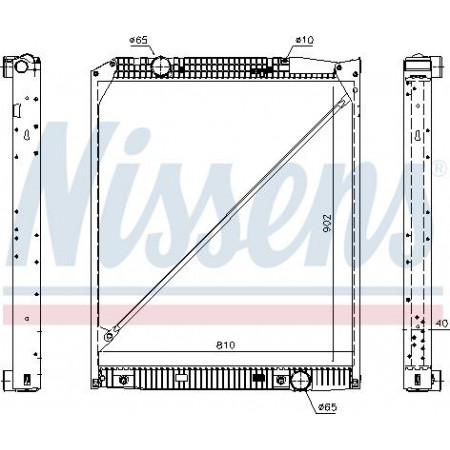 Radiator. engine cooling Engine radiator with frame fits. MERCEDES ACTROS ACTROS MP2 - MP3 OM541.920-OM542.969 04.96- MERCEDES-BENZ ACTROS MP2 / MP3 (934.03), 10.2002 - Nissens 62653A