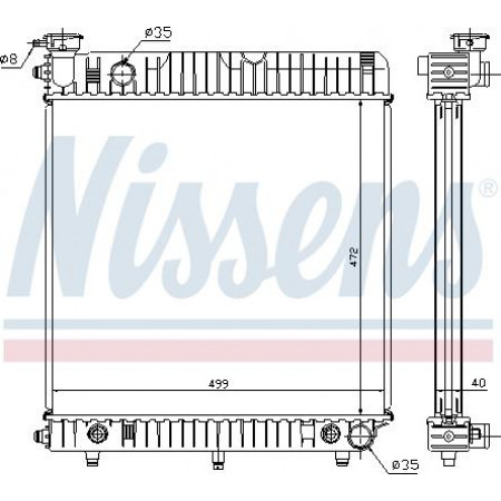 Termosifone. raffreddamento del motore Il radiatore del motore si adatta. MERCEDES T1 601 T1 601 611 T1 B601 T1 B602 T1-TN 2.4D-3.0D MERCEDES-BENZ T1/TN, Telaio di supporto, 07.1981 - 06.1995 Nissens 62632