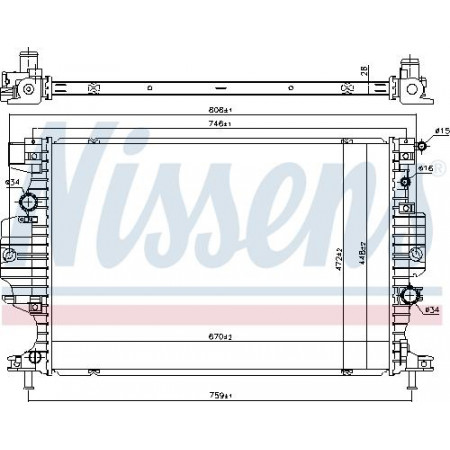 Radiator. motorkoeling Motorradiator past. FORD GALAXY III MONDEO V S-MAX FORD USA FUSION 1.5-2.5 FORD S-MAX II (CJ, WA6), Dubita, 01.2015 - Nissens 620156