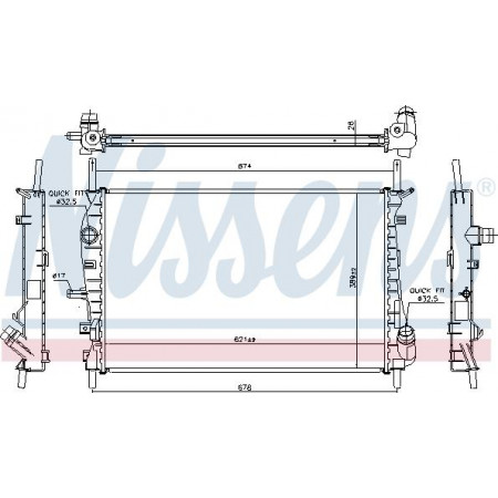 Radiator. motorkoeling Motorradiator past. FORD MONDEO III 2.0D-3.0 FORD MONDEO III (B5Y), Hatchback, 10.2000 - 03.2007 Nissens 62023A