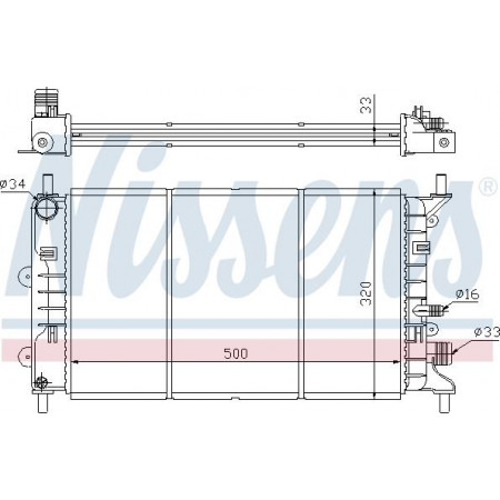 Radiador. resfriamento do motor Radiador do motor Ajustes manuais. FORD ESCORT V ESCORT V EXPRESS ORION III 1.4-1.6 FORD ESCORT VI (AFL), Sedan, 08.1993 - 01.1995 Nissens 621621