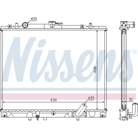 Radiator. engine cooling Engine radiator Manual with the first suitable elements fits. MITSUBISHI L200 PAJERO SPORT I 2.5D MITSUBISHI L200 (K7_T, K6_T), Ridica, 01.1996 - 12.2011 Nissens 62895A