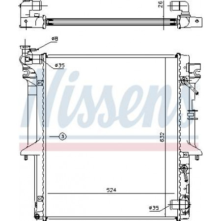 Radiador. Refrigeración del motor Se adapta al radiador del motor automático. MITSUBISHI L200 - TRITON PAJERO SPORT II 2.5D MITSUBISHI L200 / TRITON (KA_T, KB_T), Ridica, 01.2004 - 12.2016 Nissens 62896