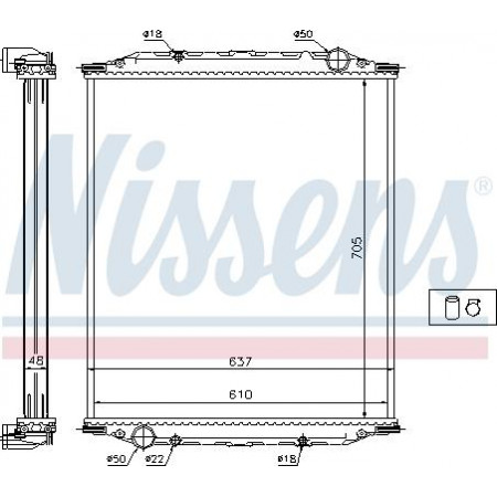Radiator. engine cooling Engine radiator without frame fits. MAN M 2000 L M 2000 M M90 D0824LF01-D2865LF02 08.88- MAN M 2000 L (L71 / L2000 12.*** 4X2 L L), 08.1995 - Nissens 628790