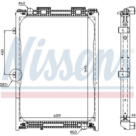Radiador. resfriamento do motor Radiador do motor com encaixe na estrutura. MAN E2000 F2000 D2840LF20-E2866DF01 01.94- MAN F2000 (T07 / T07 26.3 6X2 O O), 01.1994 - Nissens 62870A