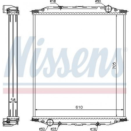 Radiator. engine cooling Engine radiator without frame fits. MAN M 2000 M M90 D0824LF01-D2865LF02 08.88-12.05 MAN M 2000 M (L73), 08.1995 - 12.2005 Nissens 628780