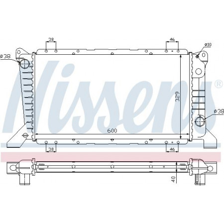 Radiator. engine cooling Engine radiator Manual fits. FORD TRANSIT TRANSIT TOURNEO 2.4D-2.5D FORD TRANSIT (E_), Support frame, 08.1994 - 07.2000 Nissens 62241A
