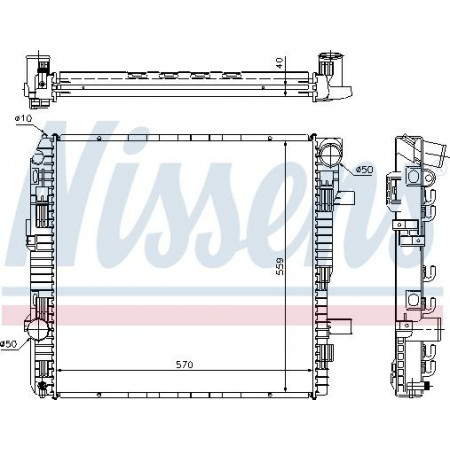 Radiator. engine cooling Engine radiator without frame fits. MERCEDES ATEGO ATEGO 2 OM900.911-OM925.920 01.98- MERCEDES-BENZ ATEGO 2 (970.27), 01.2004 - Nissens 62794A
