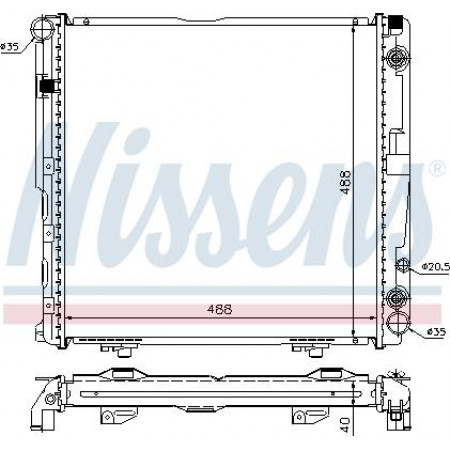 Radiator. motorkoeling Motorradiator past. MERCEDES 124 W124 E A124 E C124 E T-MODEL S124 E W124 2.0-2.2 MERCEDES-BENZ E-KLASSE (W124), Sedan, 02.1993 - 06.1996 Nissens 62763A