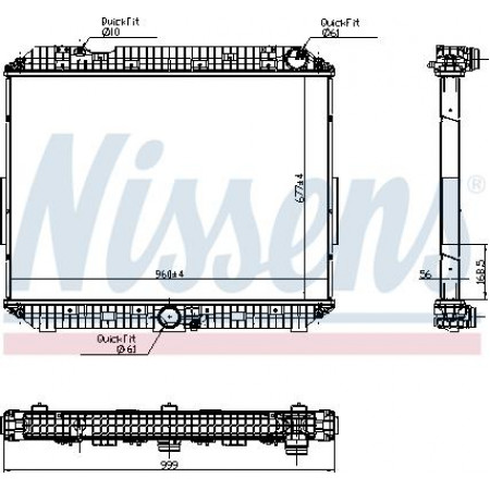 Termosifone. raffreddamento motore Radiatore motore senza telaio adatto per EURO 6. MERCEDES ACTROS MP4 - MP5 ANTOS AROCS 471.943-OM936.916 0 MERCEDES-BENZ AROCS (963-2-A), 01.2013 - Nissens 6270030