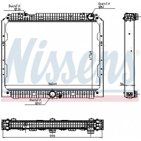 Radiador. refrigeración del motor Radiador de motor compatible con bastidor EURO 6. MERCEDES ACTROS MP4 - MP5 ANTOS AROCS 471.943-OM936.916 07.1 MERCEDES-BENZ ACTROS MP4 / MP5 (963-0-C), 07.2011 - Nissens 627003