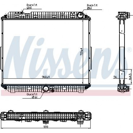 Radiateur. refroidissement du moteur Radiateur moteur sans cadre EURO 6 convient. MERCEDES ACTROS MP4 - MP5 ANTOS AROCS 471.943-OM936.916 0 MERCEDES-BENZ ANTOS (963-0-C), 07.2012 - Nissens 6270020