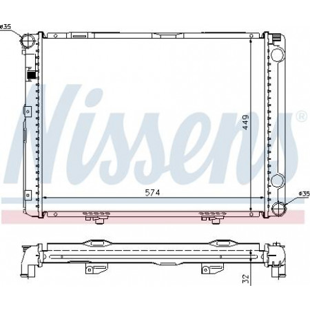 Radiator. motorkoeling Motorradiator past. MERCEDES 190 W201 2.3 MERCEDES-BENZ 190 (W201), sedan, 10.1982 - 08.1993 Nissens 62732A