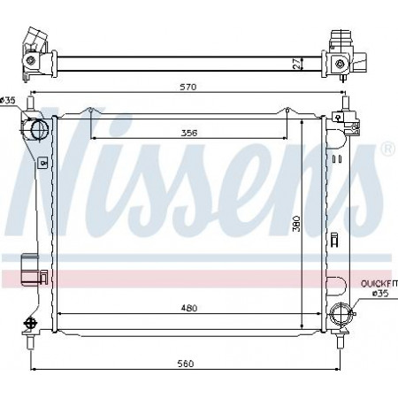 Radiador. resfriamento do motor O radiador do motor se encaixa. HYUNDAI I20 I 1.4D-1.6D HYUNDAI i20 (PB, PBT), Hatchback, 08.2008 - Nissens 67549