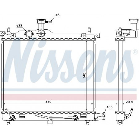 Radiador. resfriamento do motor O radiador do motor se encaixa. HYUNDAI I10 I I10 II 1.0-1.2 HYUNDAI i10 (PA), Hatchback, 10.2007 - Nissens 67547