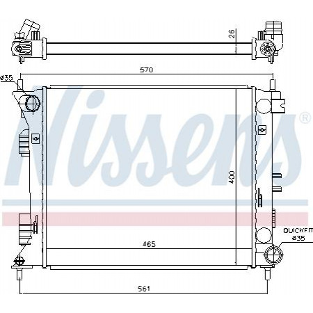 Radiator. motorkoeling Motorradiator past. HYUNDAI VELOSTER 1.6 HYUNDAI VELOSTER (FS), Compartiment, 03.2011 - 12.2017 Nissens 675007