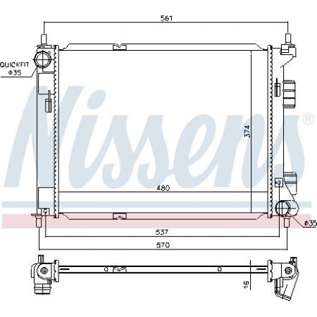 Radiador. resfriamento do motor Radiador do motor Ajustes manuais. HYUNDAI IX20 KIA VENGA 1.4D-1.6D KIA VENGA (YN), Hatchback, 02.2010 - Nissens 67605