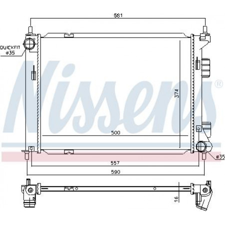 Radiador. resfriamento do motor Radiador do motor Ajustes manuais. HYUNDAI IX20 KIA VENGA 1.4-1.4LPG-1.6 KIA VENGA (YN), Hatchback Van, 02.2010 - Nissens 67603