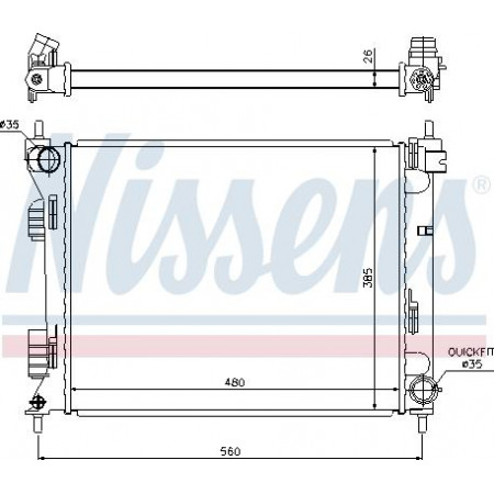 Radiador. refrigeración del motor El radiador del motor encaja. HYUNDAI ACCENT IV I20 I KIA RIO III 1.1D-1.4D-1.6D KIA RIO III (UB), furgoneta hatchback, 09.2011 - Nissens 67611