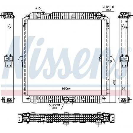 Radiator. engine cooling Engine radiator with EURO 6 frame fits. MERCEDES ACTROS MP4 - MP5 ANTOS AROCS 471.943-OM936.916 07.1 MERCEDES-BENZ ACTROS MP4 / MP5 (963-0-C), 07.2011 - Nissens 67192
