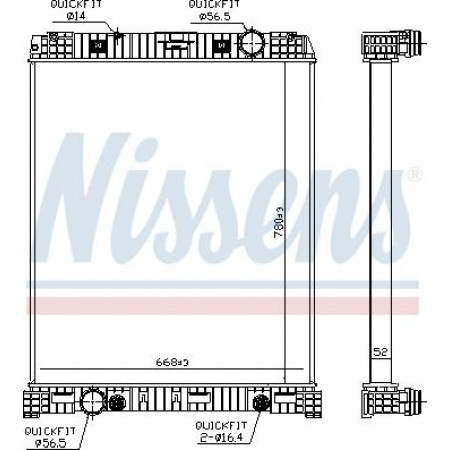 Radiator. engine cooling Engine radiator without frame fits. MERCEDES ATEGO AXOR 2 OM902.913-OM926.990 01.98- MERCEDES-BENZ ATEGO (970.00), 01.1998 - 10.2004 Nissens 67179