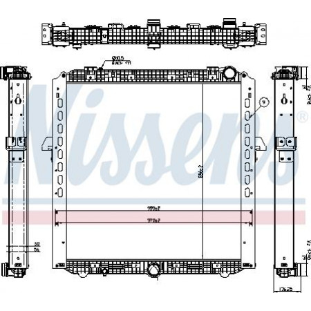 Radiator. engine cooling Engine radiator with frame fits. MERCEDES ACTROS ACTROS MP4 - MP5 ANTOS AROCS 471.943-OM936.916 04.9 MERCEDES-BENZ AROCS (963-2-A), 01.2013 - Nissens 67175